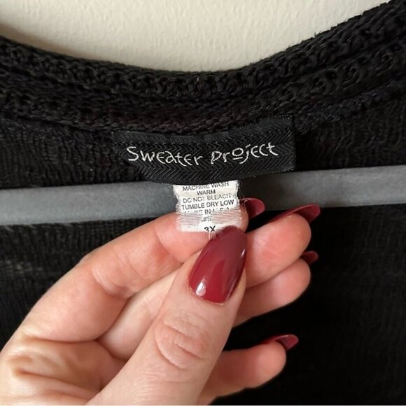Sweater Project Black Crochet Short Sleeve Open Front Cardigan Women’s Size 3X - Picture 3 of 5